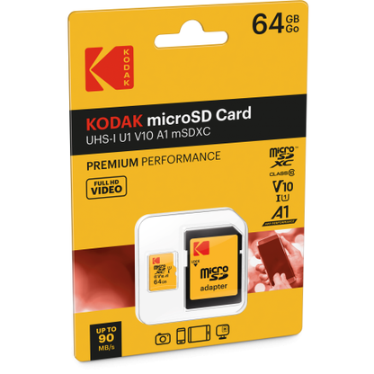 Kodak Premium Performance Class 10 UHS-I U1 V10 A1 microSDXC with SD Adapter 記憶卡 64GB [R:90 W:25] (EKMSDM64GXC10K)