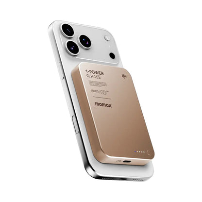 Momax Q.Pass 10000mAh Qi2 磁吸流動電源 — 15W快充，超薄鋁合金雙機同充