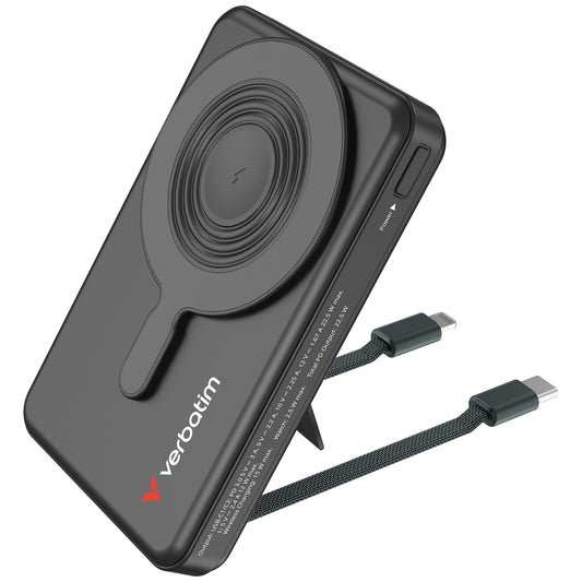 Verbatim Charge 'n' Go TFT 彩色顯示屏五合一磁吸無線行動電源 3C認證 10000mAh LED螢幕 流動充電池